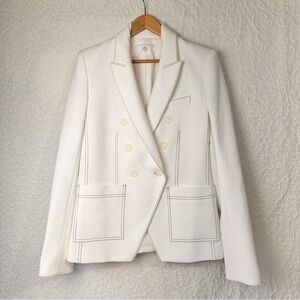 Veronica Beard Cosmo Dickey Jacket Size 8 White Popular Brand Stitches Blazer